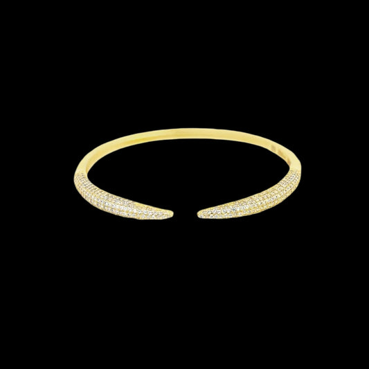 Gold and Pave Bangle Bracelet